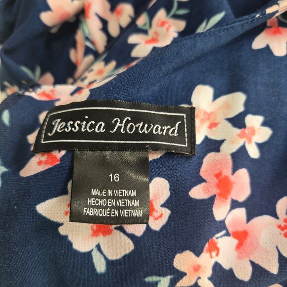 Jessica Howard Women's Size 16 Sleeveless Navy & Pink Floral Spring Dress - Picture 10 of 11
